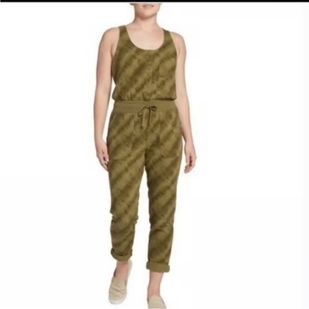 Alpine Design Olive Sleeveless Jumpsuit Size Small Tie Dye Utility Athleisure